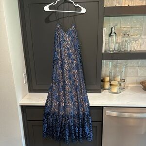 Anthropologie Elegant Blue Lace Maxi Dress